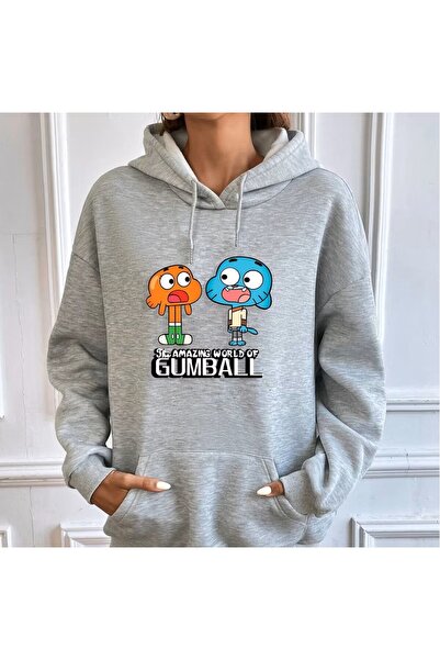 LELVANİ The Amazing World of Gumball Printed Gray Hoodie