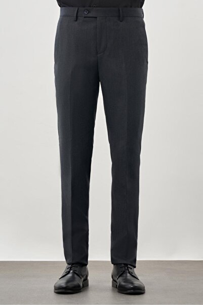 İmza بنطلون كلاسيكي ضيق من الجبردين المرن باللون الأزرق الداكن مع جيب جانبي 1...