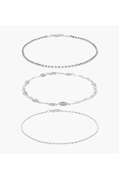 Lifestyle Pack of 3 Metal Embellished Anklet