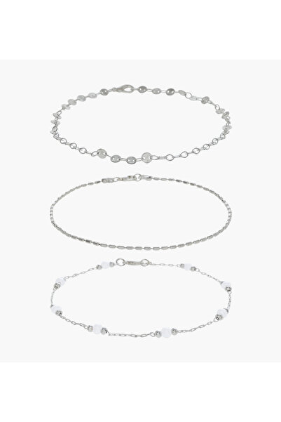 Lifestyle Pack of 3 Metallic Anklet