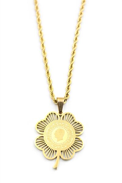 MENESSA قلادة على شكل نصف ورقة البرسيم - ذهبية