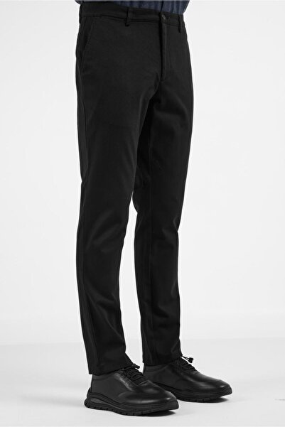 İmza Pantaloni casual chino din bumbac, negri, cu buzunar lateral, croială dr...