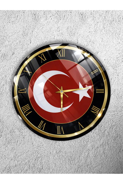 Olinpa ساعة حائط زجاجية غير قابلة للكسر، ساعة وطاولة في آن واحد، علم تركي، هل...