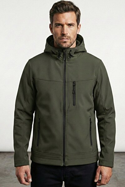 GENIUS STORE Men's Softshell Coat with Fleece Inside, Water and Wind Resistan...