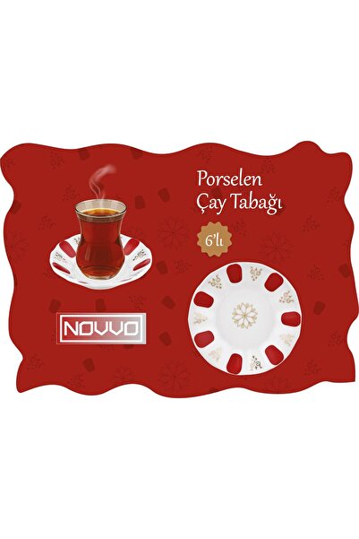 NOVVO 12' li Porselen Çay Tabağı Otantik