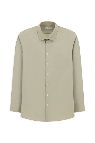 Kiğılı Long Sleeve Regular Fit Classic Collar Pocketed Cotton Easy-Iron Shirt