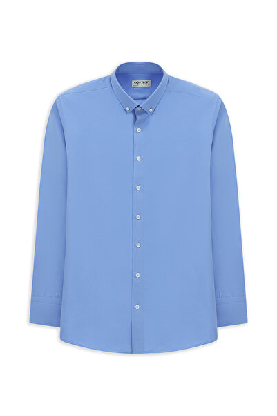 Kiğılı Long Sleeve Regular Fit Buttoned Collar Cotton Easy-Iron Shirt