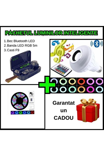 OEM Smart Lights Package - Bluetooth LED Bulb + 5 Meter RGB LED Strip + F9 Wi...