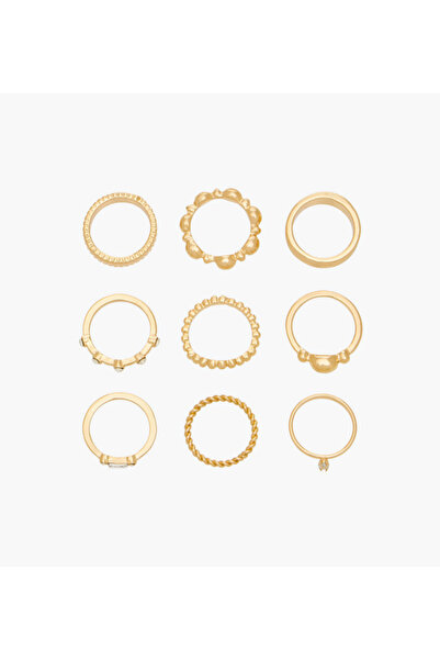 Lifestyle Stackable Assorted Gold Tone Ring - Set of 9