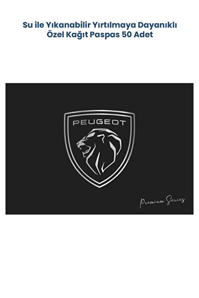 BALKAN AMBALAJ Suya Dayanıklı Yıkanabilir Peugeot Yatay Oto Paspas Kağıdı Siy...