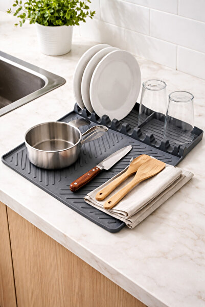 Homerest Mikrofiber Silikon Bulaşık Kurulama Matı Kurutma Örtüsü Tezgah Üstü ...