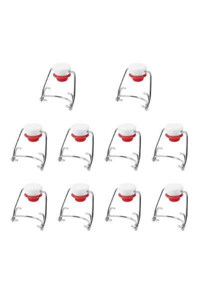 VOANZO Set of 10 Lever Caps for Bottles, Red and White, Silicone Seal