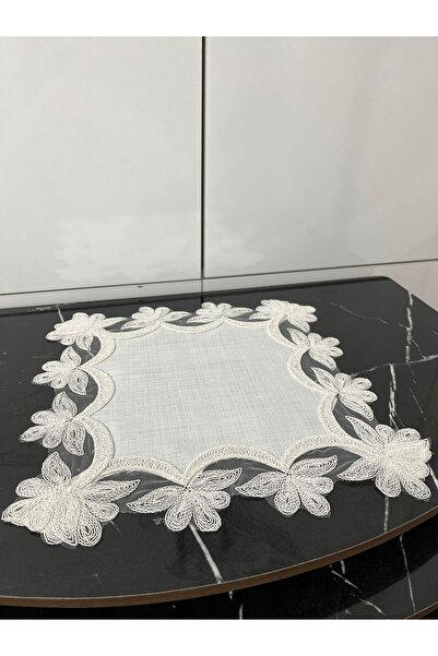 BRL ÇEYİZ HOME غطاء طاولة زيجون فاخر من الدانتيل الفرنسي