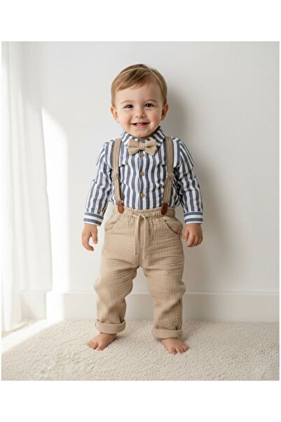 Butik ERKEK BEBEK PAPYON - PANTOLON ASKILI GÖMLEKLİ 4 PARÇA ALT - ÜST TAKIM %...