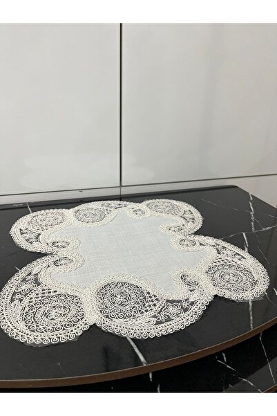 BRL ÇEYİZ HOME غطاء طاولة زيجون فاخر من الدانتيل الفرنسي