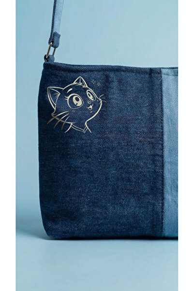 ENZİM JEANS Women's Denim Shoulder Bag Denim Fabric Strap Bag