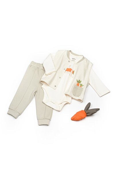 Evelise Set3piese:bodypantalonsivestaRabbit100%bumbacBabyCosy(Marime:3-6Luni)
