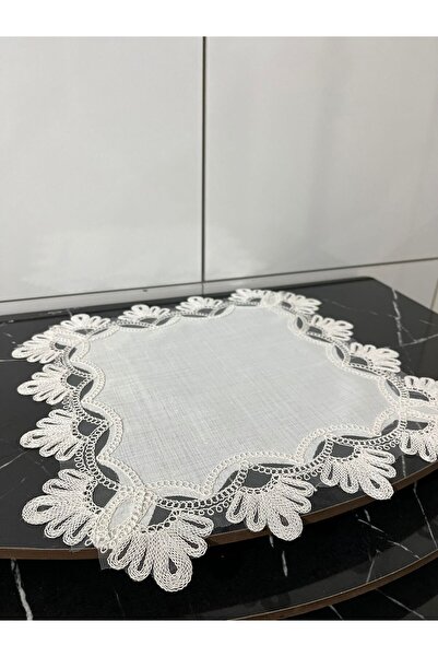 BRL ÇEYİZ HOME غطاء طاولة زيجون فاخر من الدانتيل الفرنسي