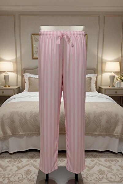 GRI MOR TEKSTIL Striped Silky Lycra Women's Pajama Bottoms