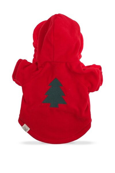 YES LAURA Pine Embroidered Red Hooded Sweatshirt