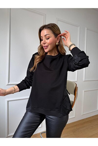Size Özgü Siyah Sırt Detaylı Sweatshirt