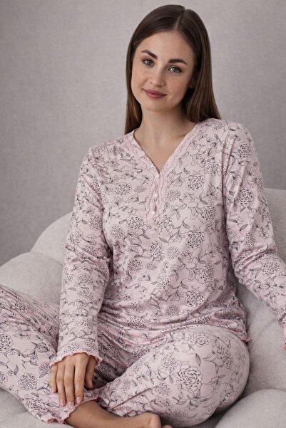 SCM LINGERIE BAMBU KADIN UZUN KOL BATTAL PİJAMA TAKIMI