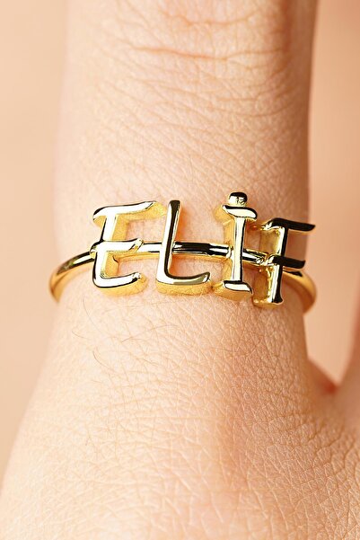 Fiyonk Kuyumculuk 14 Ayar Altın Kişiye Özel Tasarım İsim veya Harf Yüzük 4 Ha...