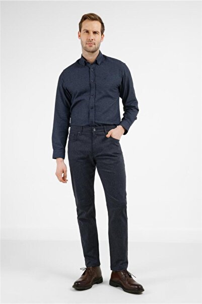 İmza Pantaloni casual slim fit din bumbac, albastru marin, cu 5 buzunare 1003...