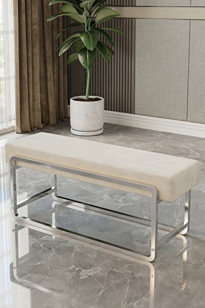 baresmu Sora Modüler Bench – Baby Face Kumaş, Demonte, Krom Metal Ayaklı Mode...