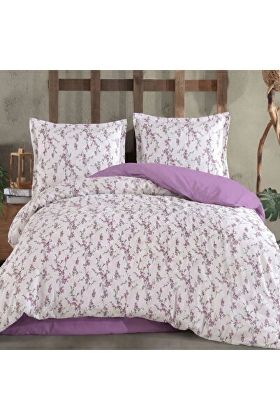 Pucioasa 4-piece sheet set 240x270 cm made of 100% satin cotton, Lilac flowers