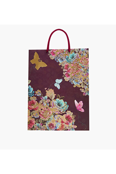 Lifestyle Butterfly and Flower Print Paper Gift Bag - Large