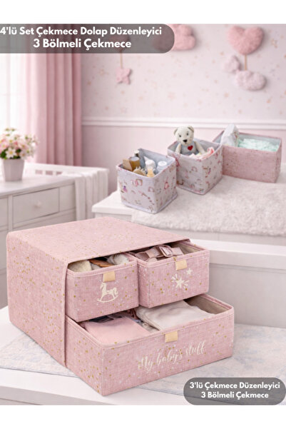 PONÇİK BEBEK Set od 4 organizatora za ormar sa ladicama, sklopivi organizator...