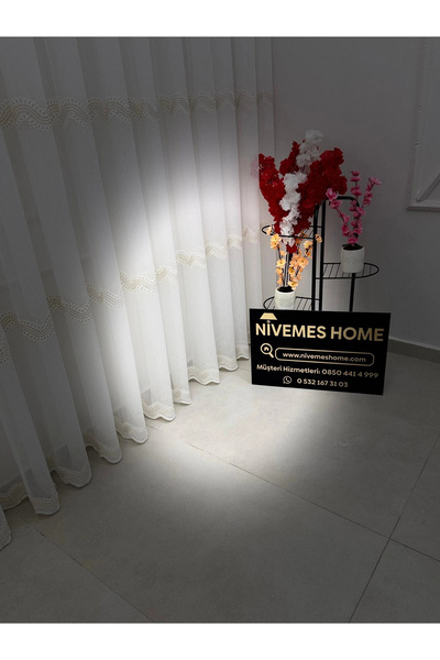 NİVEMESHOME PERLİNA GOLD DETAY 1/3 PİLELİ TÜL PERDE APM
