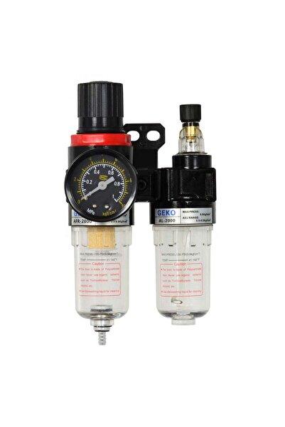 GEKO Διαχωριστής Νερού Και Λιπαντήρας Με Ρυθμιστή Πίεσης 1/4"