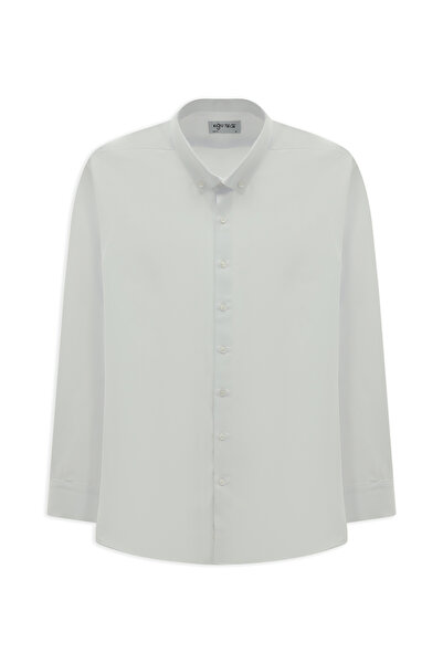 Kiğılı Long Sleeve Slim Fit Buttoned Collar Cotton Easy-Iron Shirt