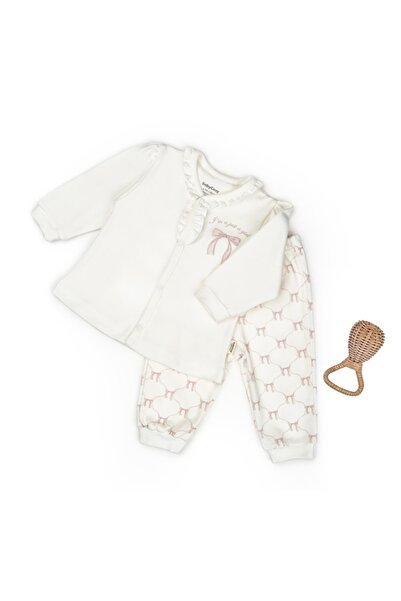 Evelise Σετ μπλούζας και παντελονιού BowBabyCosy100% βαμβάκι με πούδρα (Μέγεθ...