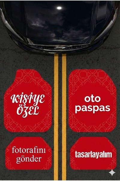 Charmbi -VIP- Kişiye Özel Baskı Lüx Dekoratif Desenli Oto Paspas Takımı Yıkan...