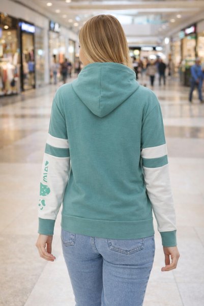 FUDS UNİON Mint Green Hooded Printed Sweatshirt
