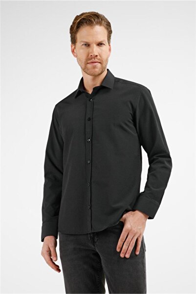 İmza Cămașă din bumbac, negru-alb, cu model, cu guler rigid, mânecă lungă, fă...