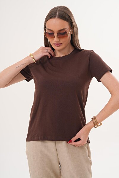 ŞİMAL Γυναικείο T-Shirt με λαιμόκοψη ποδηλάτου και μακρύ πίσω μέρος oversized...