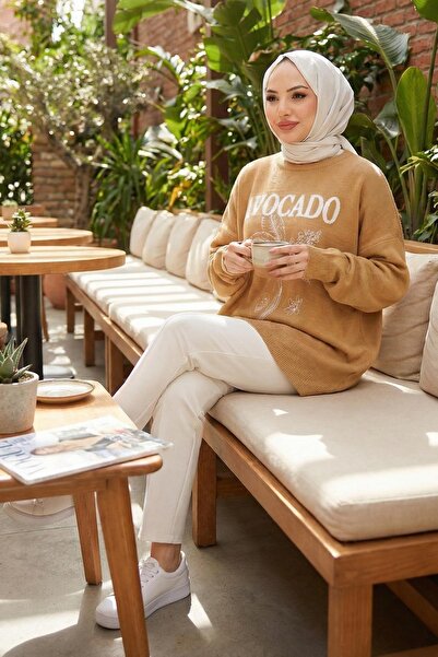 hafsamina Avocado Knitwear Tunic Camel Hm262620
