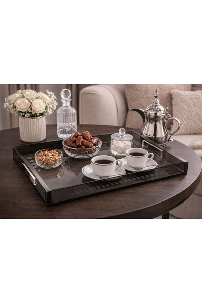 Dania 🖤 ​​Modern Acrylic Serving Tray – Elegant Smokey Color | 50x32 cm ✨