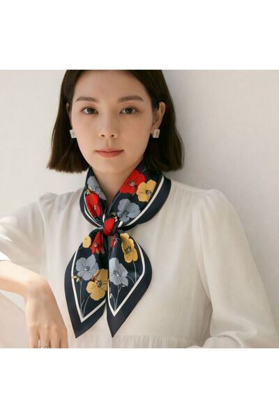 Bilmar Silk Voile Patterned Scarf Bandana Estascarf 50 X 50 cm