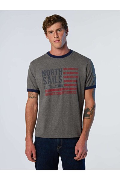North Sails Grafik Baskılı Bisiklet Yaka Pamuk Erkek Tişört