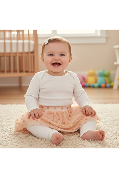 BONBON Baby Tulle Polka Dot Powder Color Skirt Bb2180