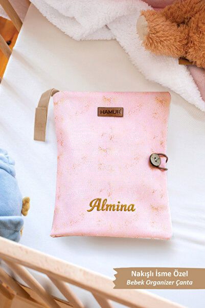 HAMUR Kişiye İsime Özel Nakışlı Hediyelik Yenidoğan Anne Bebek Bakım Çantası ...