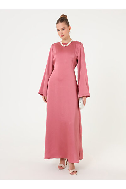 Refka Tie-Waist Detailed Dress - Dark Rose -