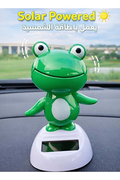 F.A.M.S لعبة ضفدع متأرجح تعمل بالطاقة الشمسية - زينة كرتونية لطيفة للسيارة وا...