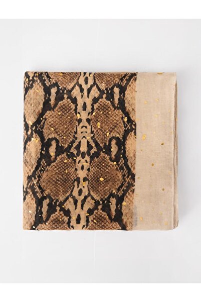 Jimmy Key Kahverengi Leopar Desenli Işıltılı Şal