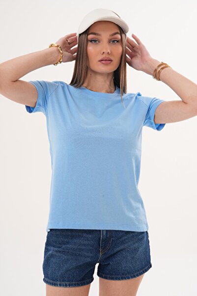 ŞİMAL Women's Crew Neck Long Back Crew Neck Oversized T-Shirt 260023